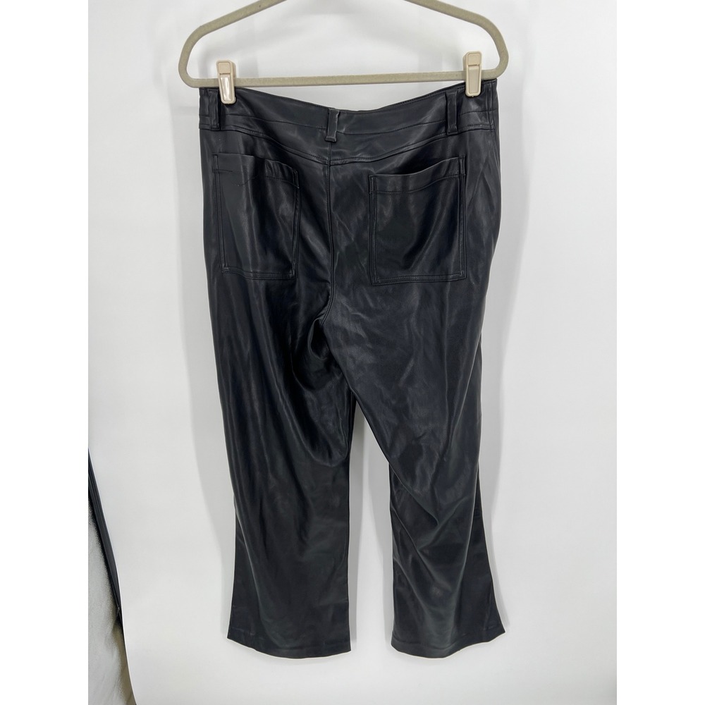 Gap Women Black Faux Leather Straight Leg Pants Size 10 Vegan Leather Trousers - Picture 5 of 11